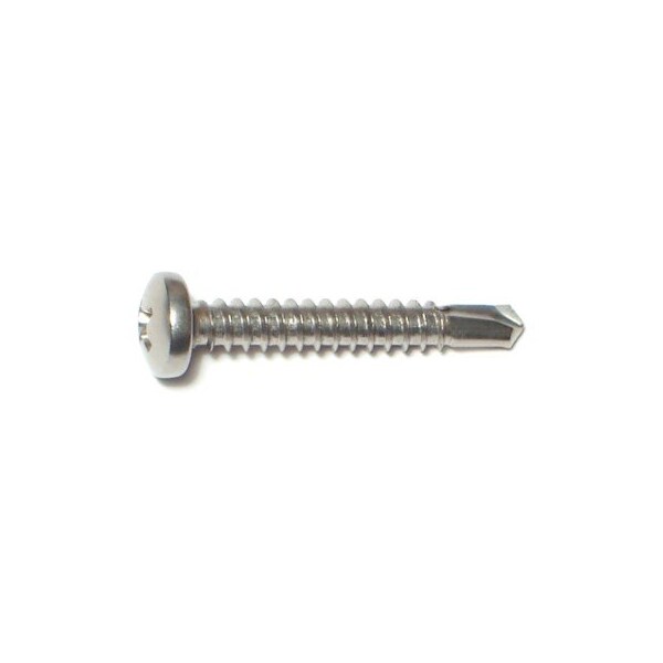Midwest Fastener Self-Drilling Screw, #10 x 1-1/4 in, Zinc Plated Stainless Steel Pan Head Phillips Drive, 100 PK 09840 - main